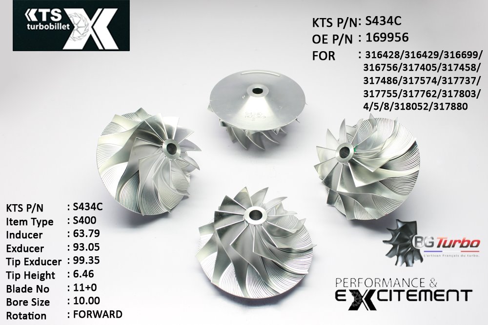Turbo ROUE FORGÉE MFS PERFORMANCE - 11+0 PALES - INDUCER : 63,788 - EXDUCER : 93,05 - TYPE : S400ANGLE : 60° - ROTATION : Forward - SUPER BACK : 8,45 - BORE SIZE : 10

